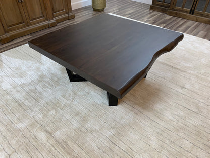 Malcolm Acacia 40" Square Live Edge Coffee Table - Natural + Black