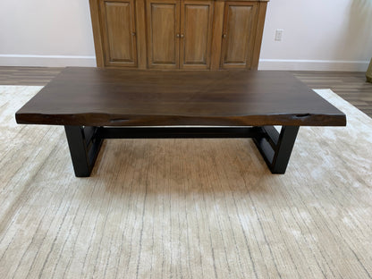 Malcolm Acacia 60" Rectangular Live Edge Coffee Table - Natural + Black
