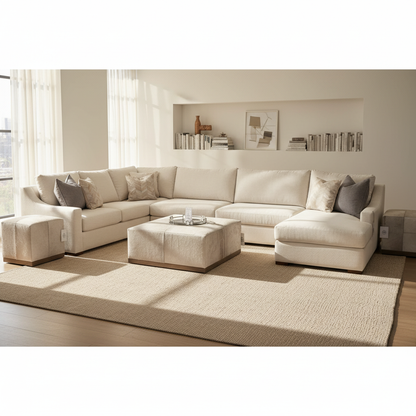 Hannah Express Ship 166" x 91" Sectional w/RAF Chaise - Crypton Natural Linen