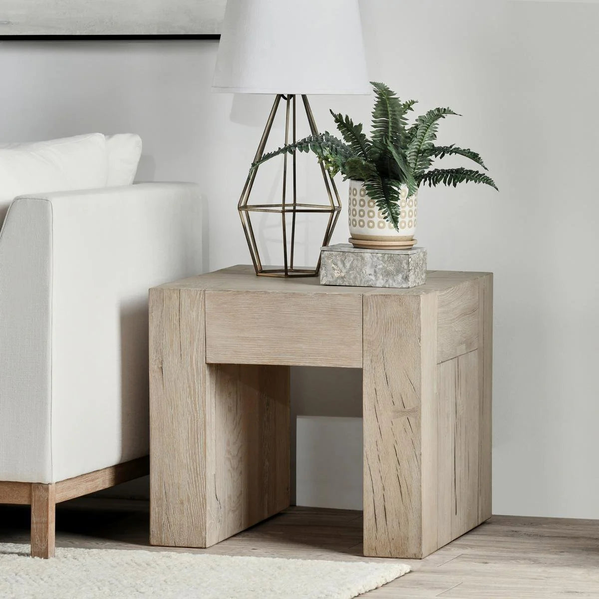 Bristow 24" Reclaimed Oak End Table - White