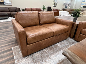 Wyatt 62" Wide Track Arm 3 Cushion Top Grain Leather Loveseat - Desert Sand