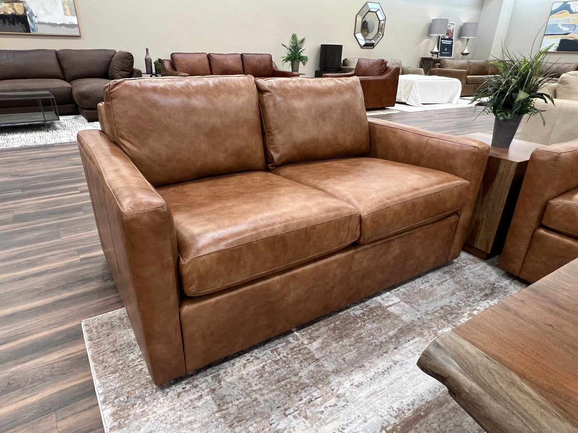 Wyatt 62" Wide Track Arm 3 Cushion Top Grain Leather Loveseat - Desert Sand