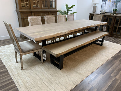 Malcolm Acacia 120" Live Edge Dining Table - New White Wash