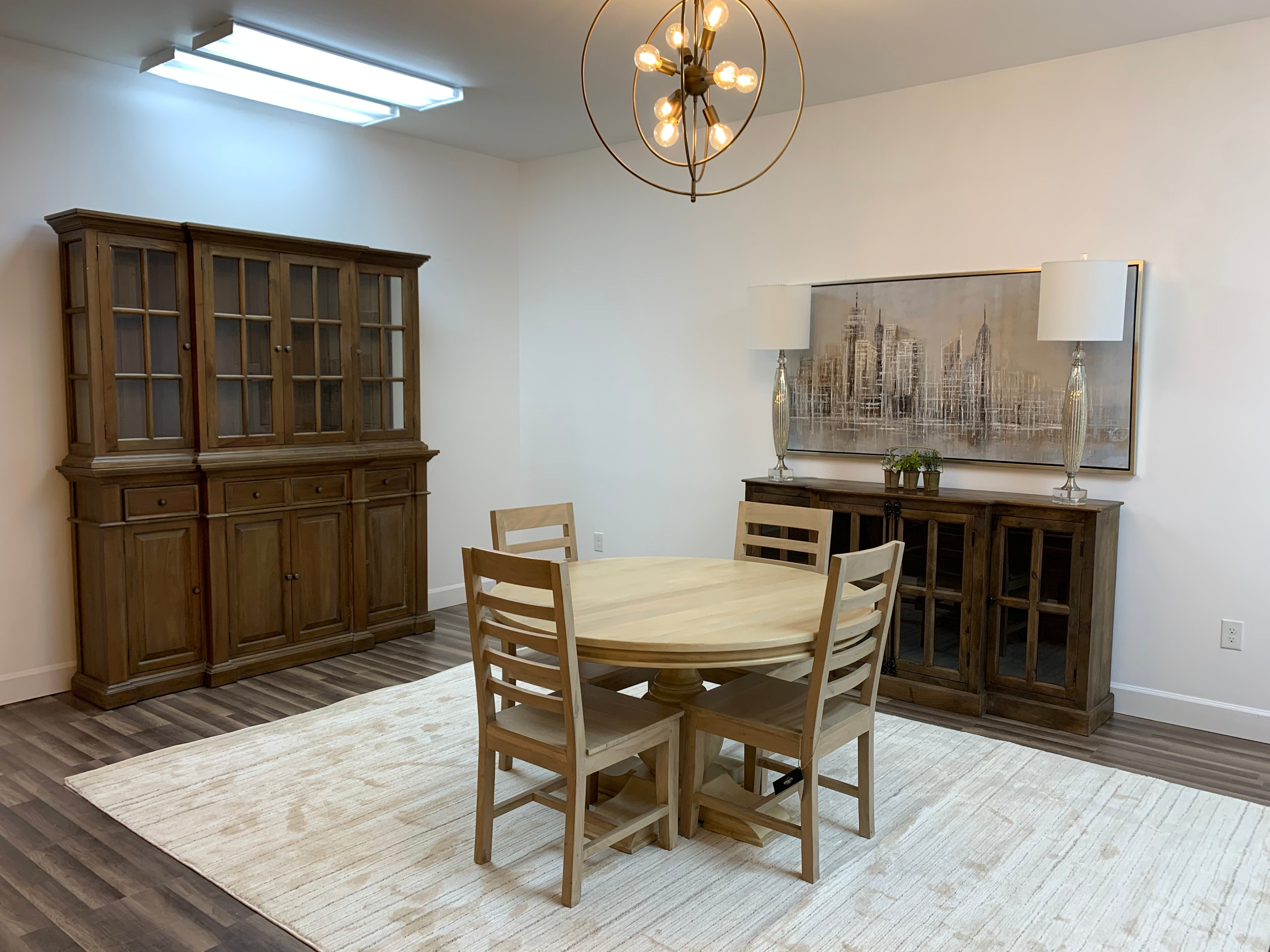 Marcia 53" Acacia Round Dining Table - New White Wash