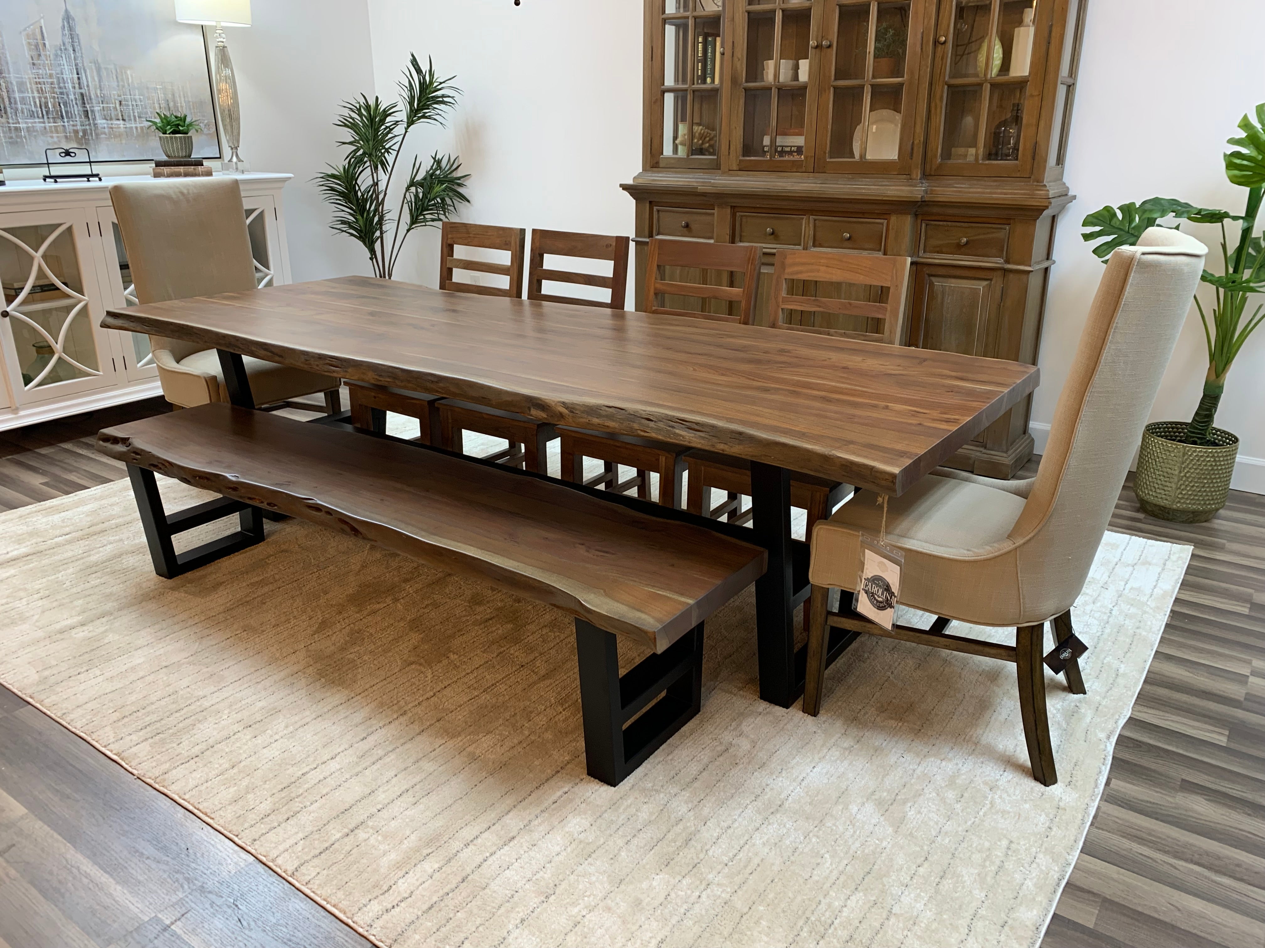 Malcolm Acacia 108" Live Edge Dining Table - Natural + Gray