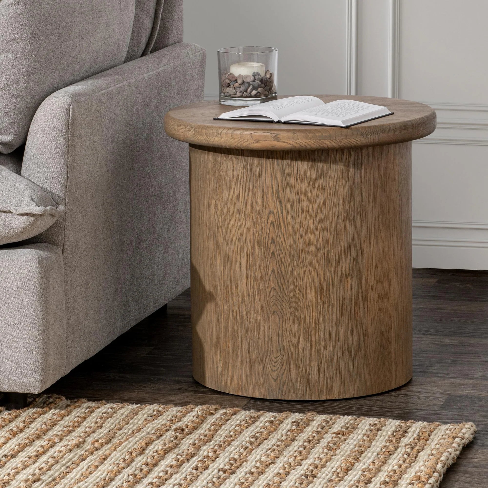 Rena 22" Round End Table - Khaki Mist