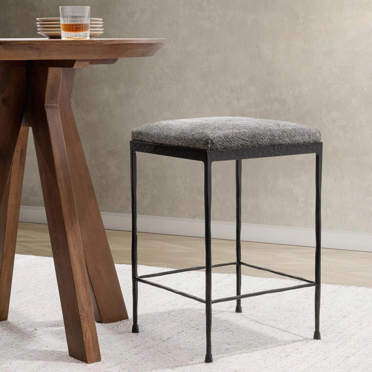 Bodica Hide 26" Counter Stool - Sparrow Gray