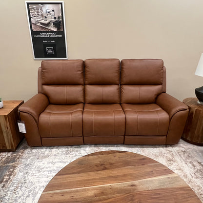 Horace 87" Top Grain Leather Power Motion Reclining Sofa - Terrace Brown