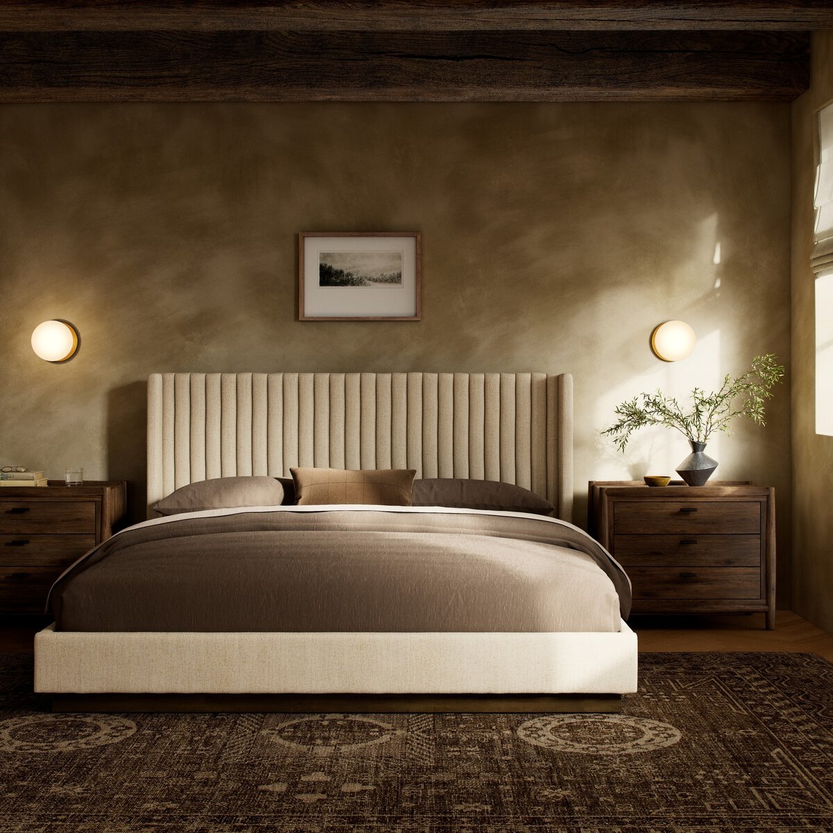 Monterey 65" Queen Bed - Performance Thames Cream