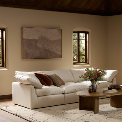 Stanton 125" 3 Cushion Modular Sofa - Performance Ivory
