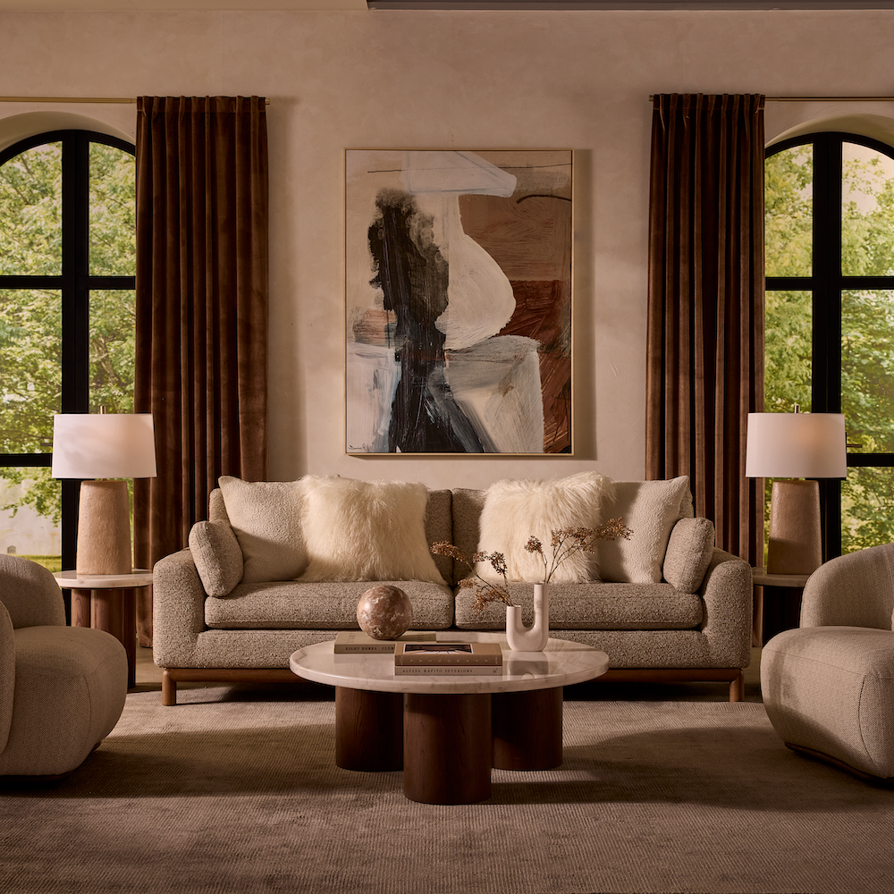 Cordelia 99" 2 Cushion Sofa - Warm Oak + Peppered Taupe