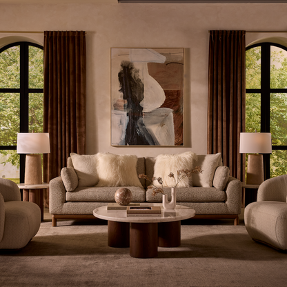 Cordelia 99" 2 Cushion Sofa - Warm Oak + Peppered Taupe