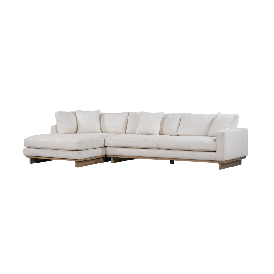 Osiris 131" 2 Cushion + Chaise LAF Sectional - Mocha + Swiss Cream