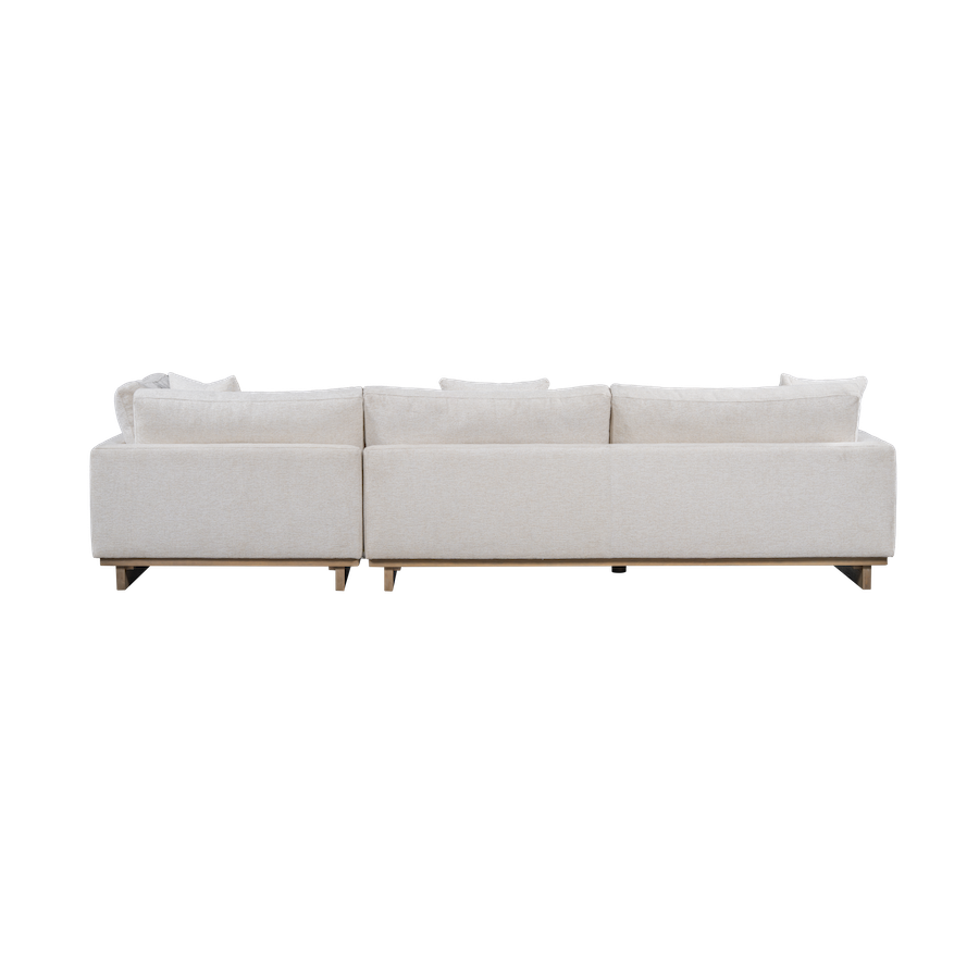 Osiris 131" 2 Cushion + Chaise RAF Sectional - Mocha + Swiss Cream