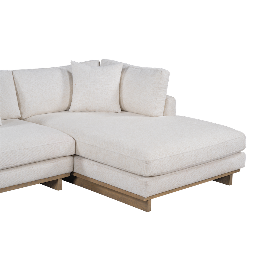 Osiris 131" 2 Cushion + Chaise RAF Sectional - Mocha + Swiss Cream