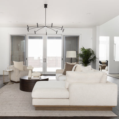 Osiris 131" 2 Cushion + Chaise RAF Sectional - Mocha + Swiss Cream