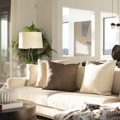 Osiris 131" 2 Cushion + Chaise RAF Sectional - Mocha + Swiss Cream