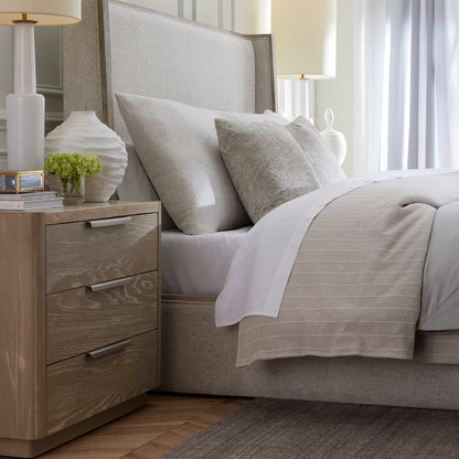 Warren 34" Oak & Marble Three Drawer Nightstand - Stone Wash + Limestone