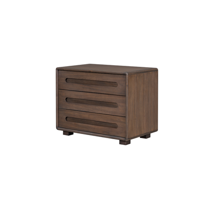 Kamryn 34" Poplar 3 Drawer Nightstand - Modern Mocha