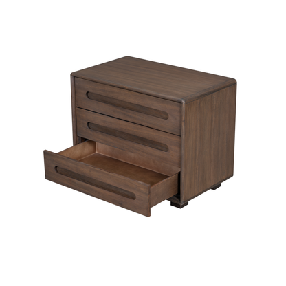 Kamryn 34" Poplar 3 Drawer Nightstand - Modern Mocha