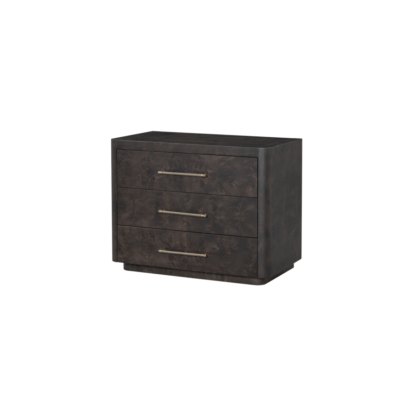 Maeva 34" 3 Drawer Poplar Nightstand - Chocolate Burl