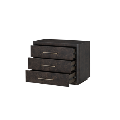 Maeva 34" 3 Drawer Poplar Nightstand - Chocolate Burl