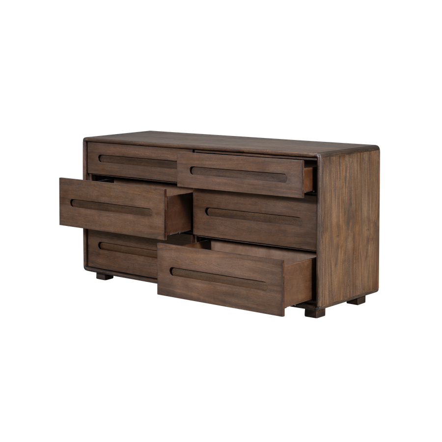 Kamryn 68" Poplar 6 Drawer Dresser - Modern Mocha