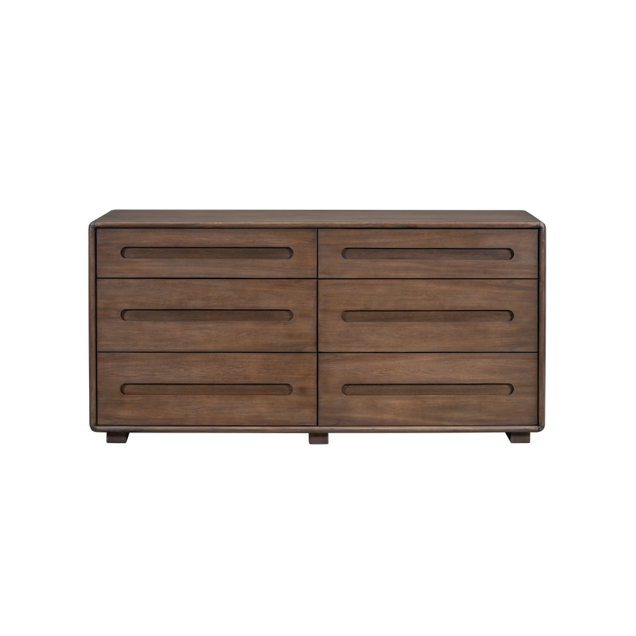 Kamryn 68" Poplar 6 Drawer Dresser - Modern Mocha