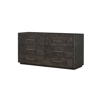 Maeva 68" 6 Drawer Poplar Nightstand - Chocolate Burl