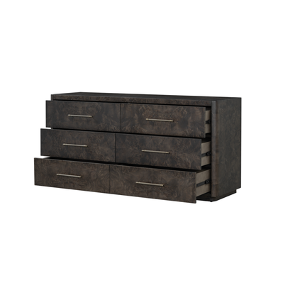 Maeva 68" 6 Drawer Poplar Nightstand - Chocolate Burl