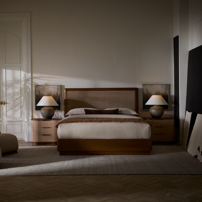 Bellview 81" Oak King Bed- Latte + Warm Natural