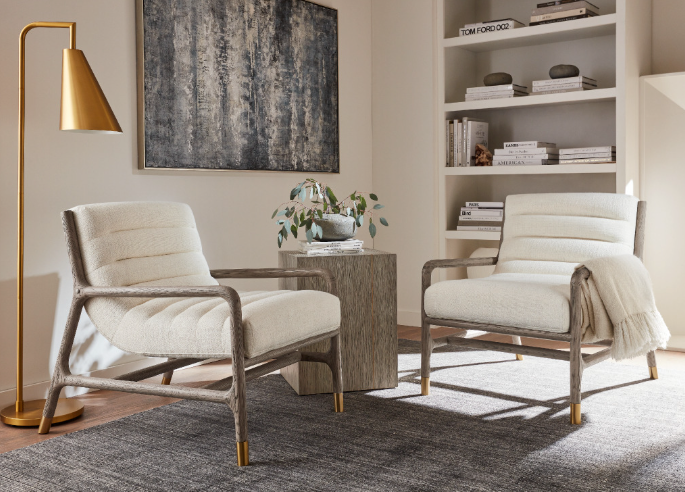 Saskia 28" Performance Occasional Chair - Stone + Snow Drift