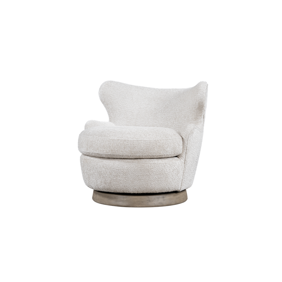 Cressida 34" Swivel Chair - Oak + Feathered Steel