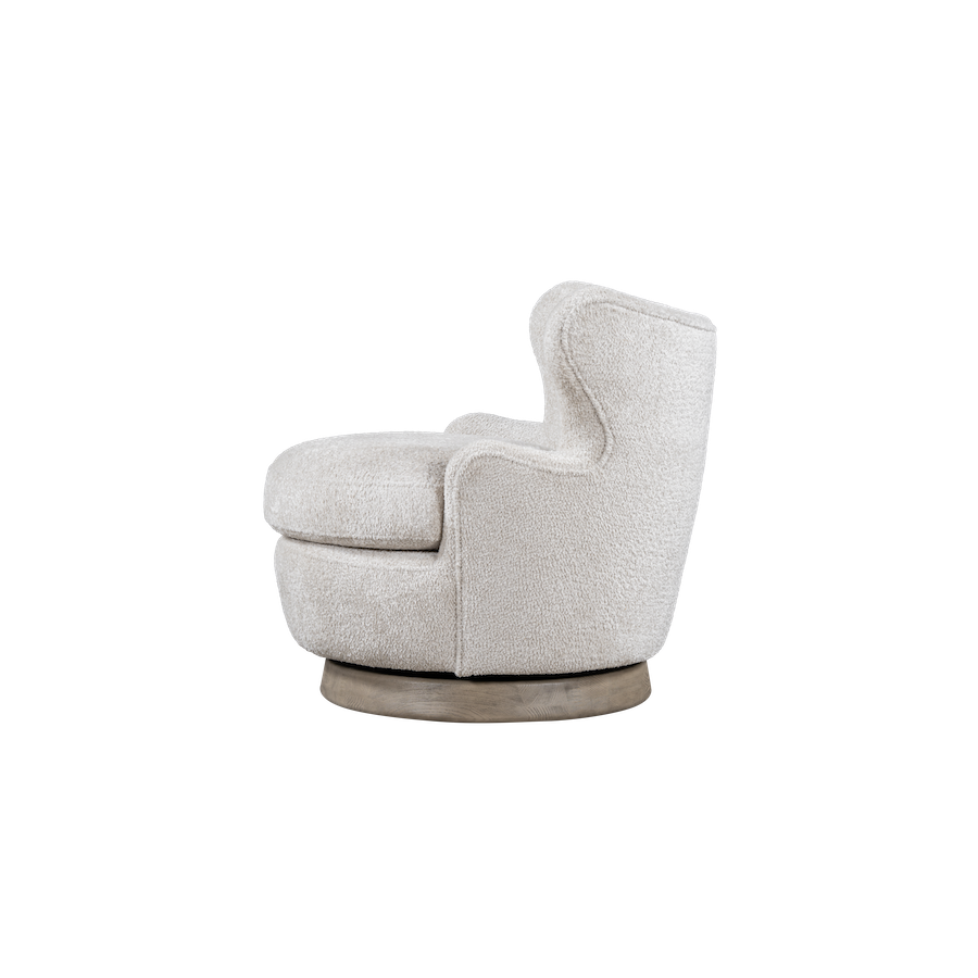 Cressida 34" Swivel Chair - Oak + Feathered Steel