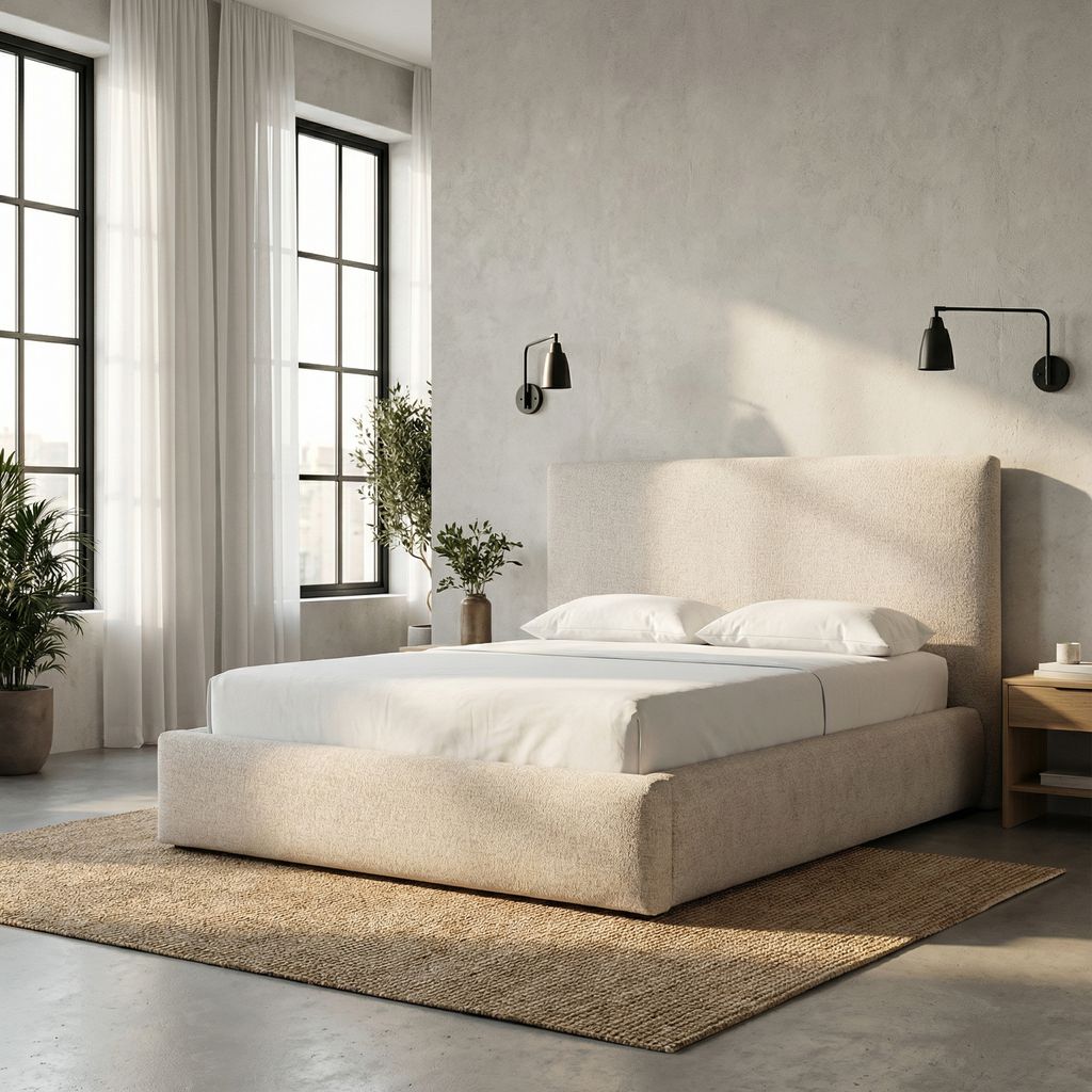 Analise 89" Upholstered King Bed - Plushtone Linen