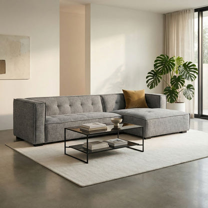 Anastasia 125" Sofa + Right Arm Facing Chaise - Gray