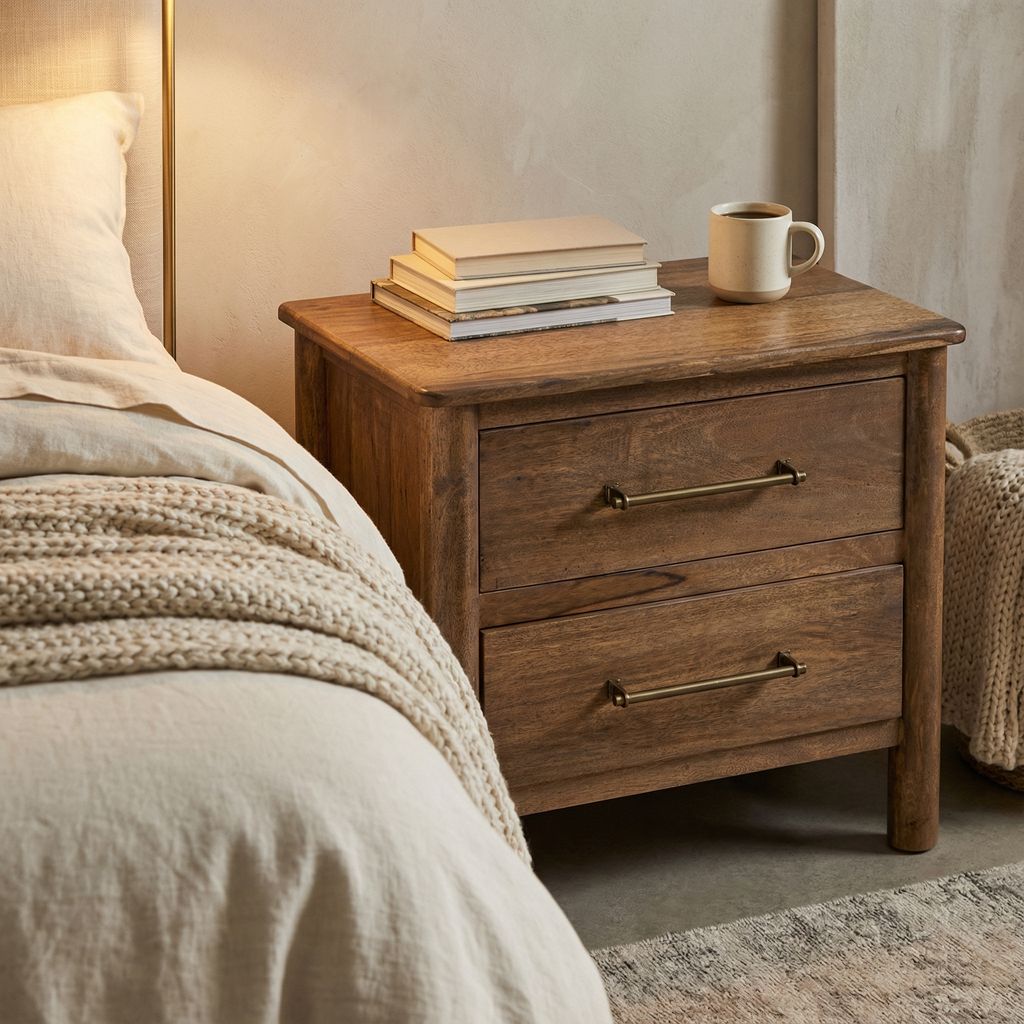 Aspen 28" 2 Drawer Nightstand - Warm Natural