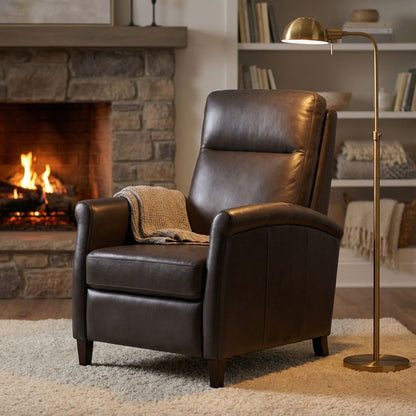 Athena 29" Top Grain Leather Power Reclining Chair - Onyx
