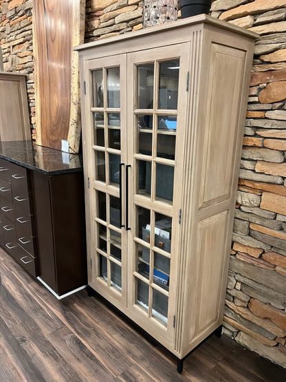 Atwell 40" 2 Door Glass Front Cabinet - New White Wash