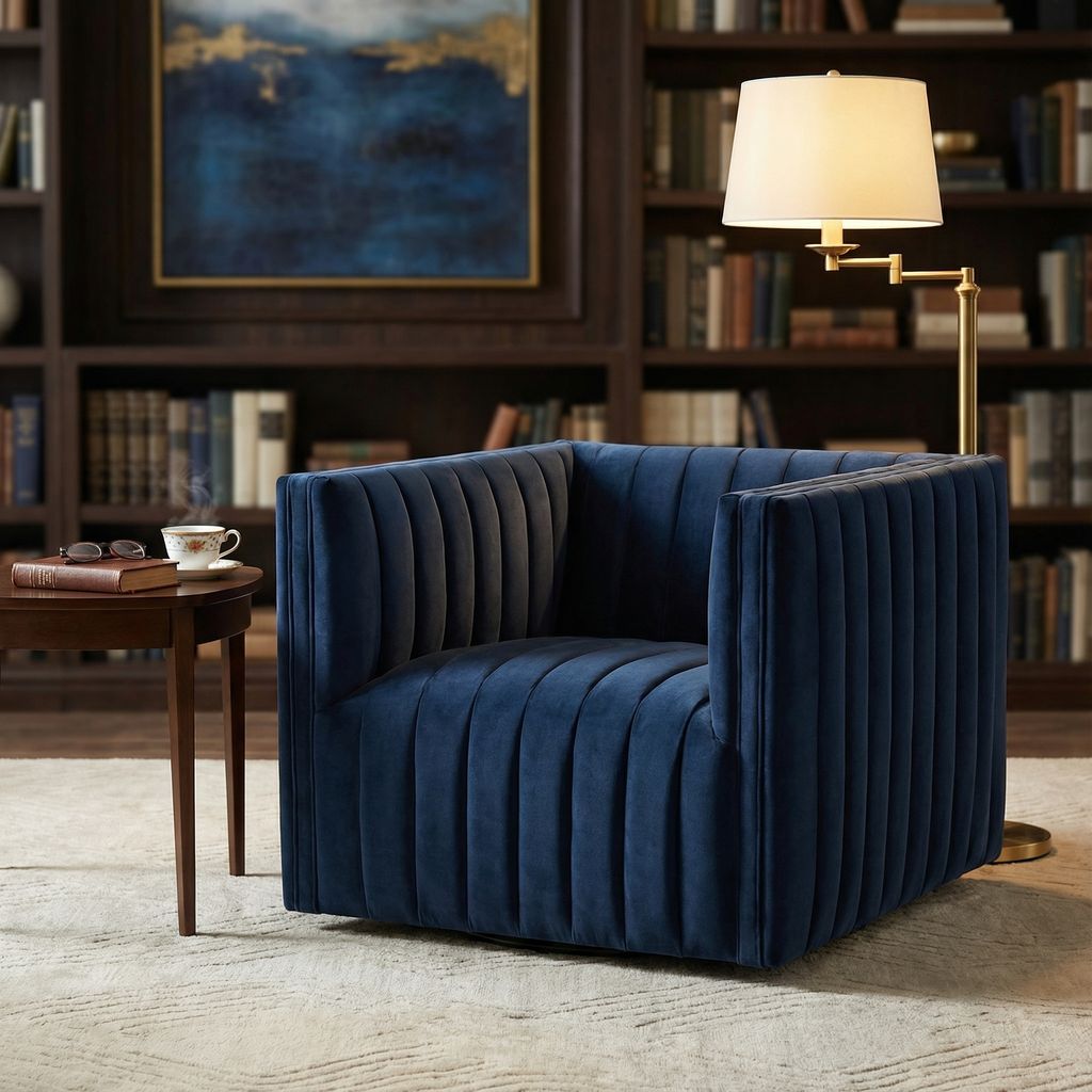 Augustus 32" Swivel Chair - Navy
