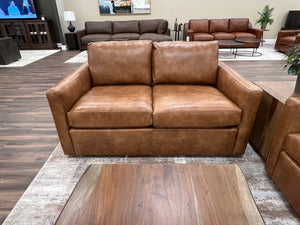 Wyatt 62" Wide Track Arm 3 Cushion Top Grain Leather Loveseat - Desert Sand