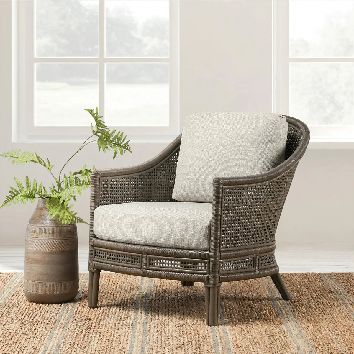 Lucas 30" Accent Chair - Oatmeal Linen + Driftwood