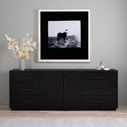 Smyrna 88"  Media Console - Burnished Black + Brass