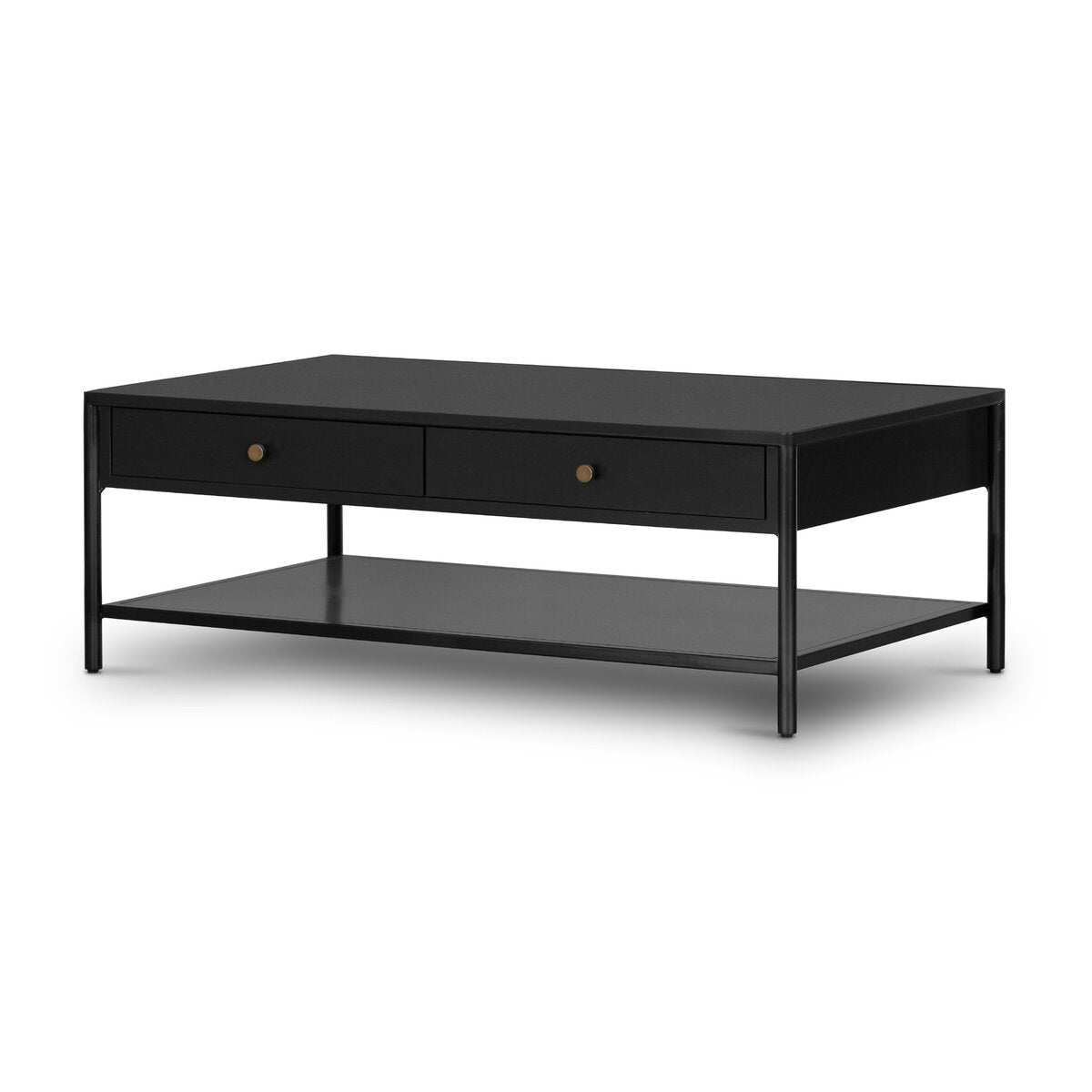 Ellington 46" 2 Drawer Coffee Table - Black Iron + Bronze