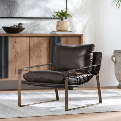 Lakyn 30" Top Grain Leather Accent Chair - Brown