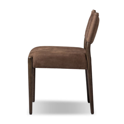 Clara Top Grain Leather Dining Chair - Nubuck Cigar
