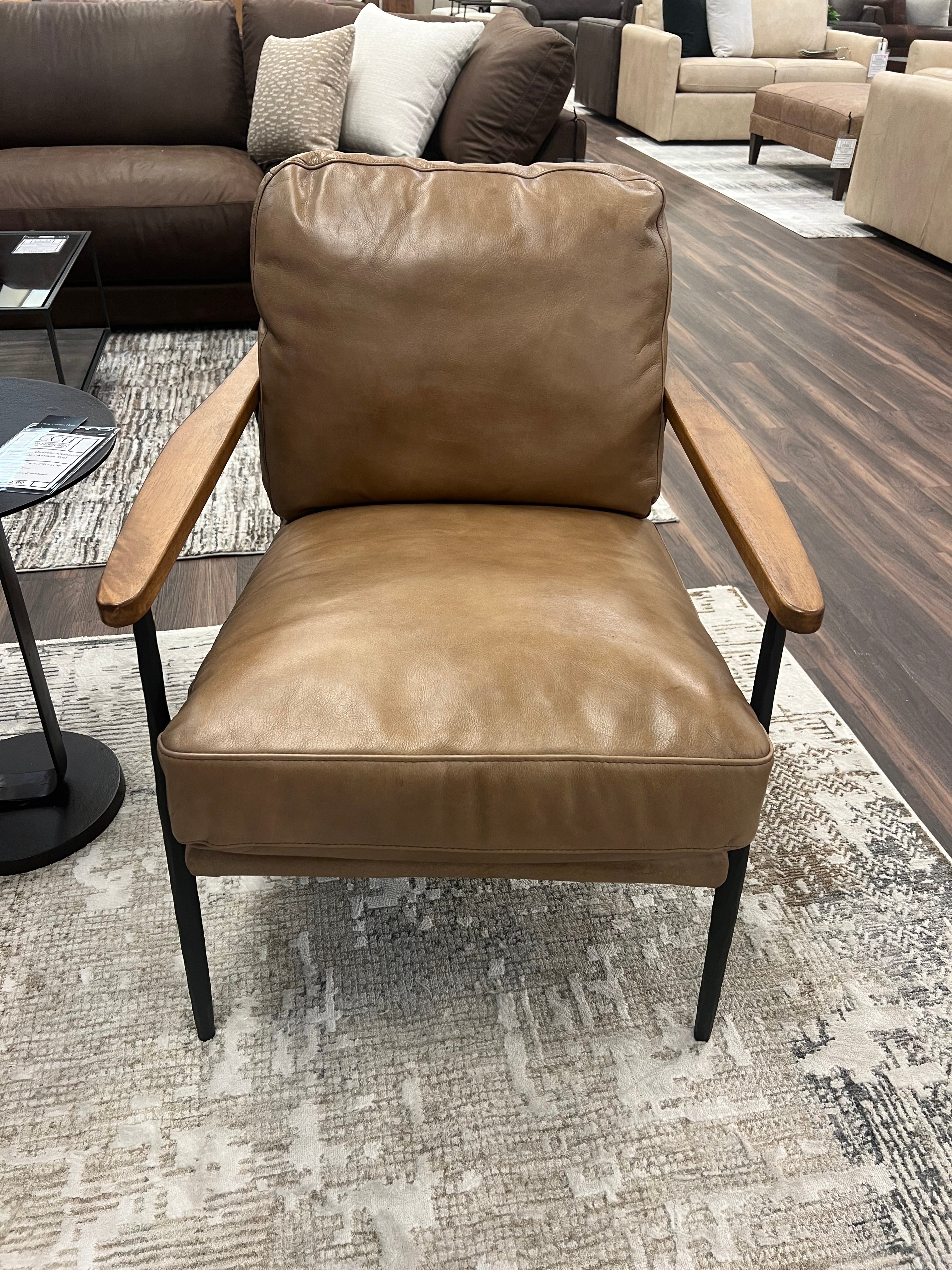 Kristoff Top Grain Leather Club Chair - Light Saddle