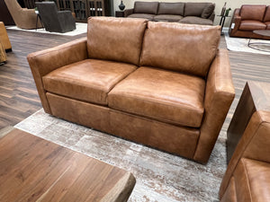 Wyatt 62" Wide Track Arm 3 Cushion Top Grain Leather Loveseat - Desert Sand