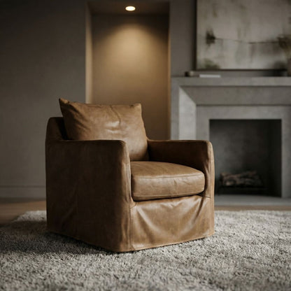 Bankside 27" Top Grain Leather Swivel Chair - Palermo Drift