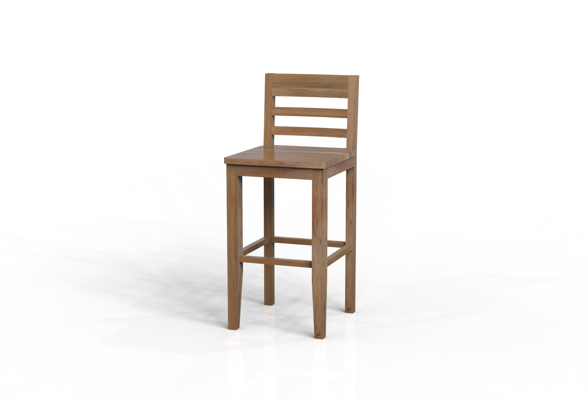 Malcolm Acacia Ladderback Bar Stool - Natural + Gray